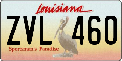 LA license plate ZVL460