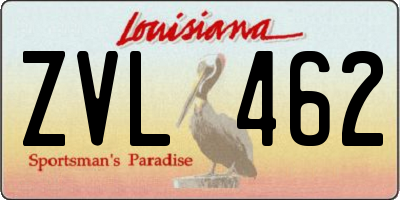 LA license plate ZVL462