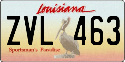 LA license plate ZVL463