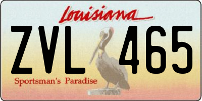LA license plate ZVL465
