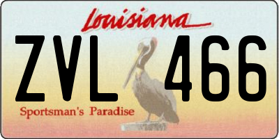 LA license plate ZVL466