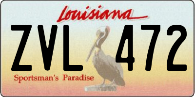 LA license plate ZVL472