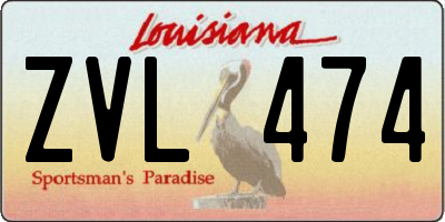 LA license plate ZVL474