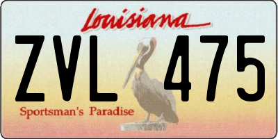 LA license plate ZVL475