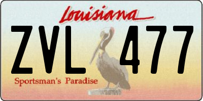 LA license plate ZVL477