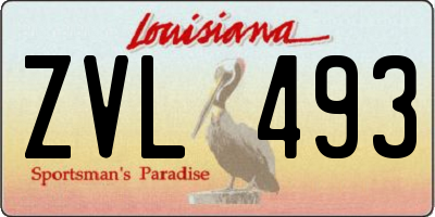 LA license plate ZVL493