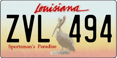 LA license plate ZVL494