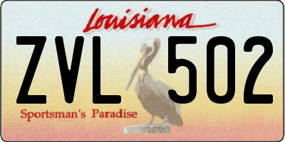 LA license plate ZVL502