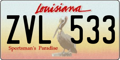 LA license plate ZVL533