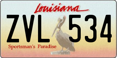 LA license plate ZVL534