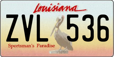 LA license plate ZVL536