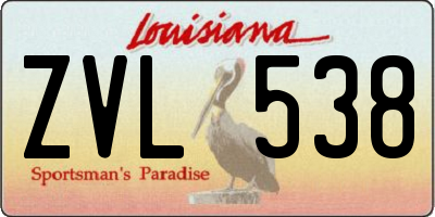 LA license plate ZVL538