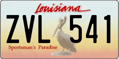 LA license plate ZVL541