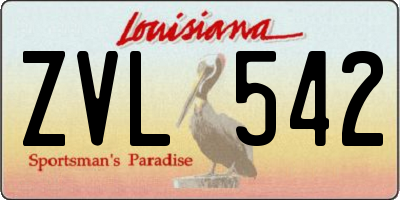 LA license plate ZVL542