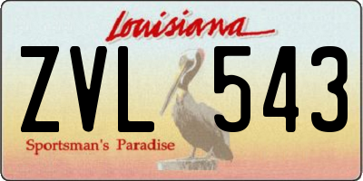 LA license plate ZVL543