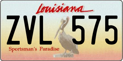 LA license plate ZVL575