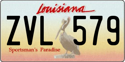LA license plate ZVL579