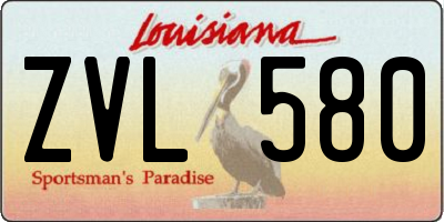 LA license plate ZVL580