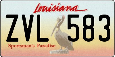 LA license plate ZVL583