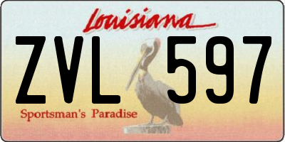 LA license plate ZVL597
