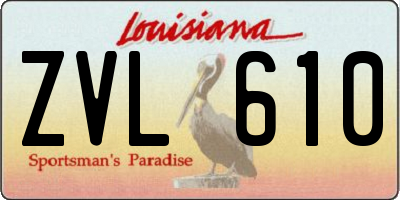 LA license plate ZVL610