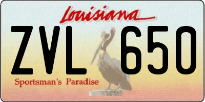 LA license plate ZVL650