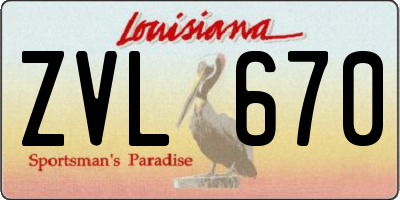 LA license plate ZVL670