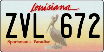 LA license plate ZVL672