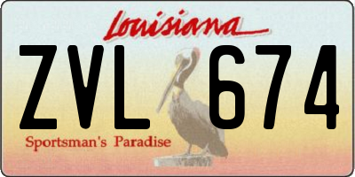 LA license plate ZVL674
