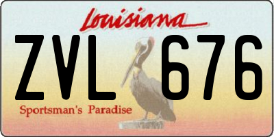 LA license plate ZVL676