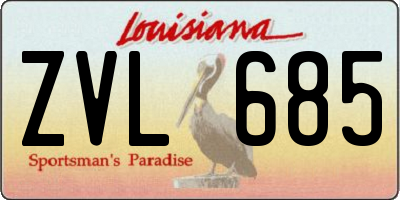 LA license plate ZVL685