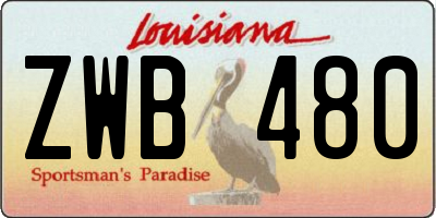LA license plate ZWB480