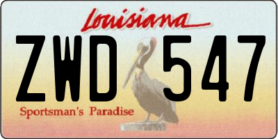 LA license plate ZWD547