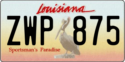 LA license plate ZWP875