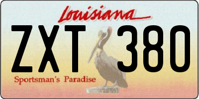 LA license plate ZXT380