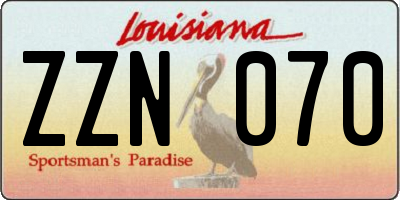 LA license plate ZZN070