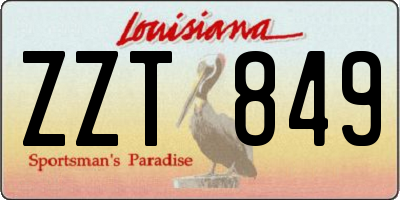 LA license plate ZZT849