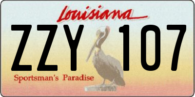 LA license plate ZZY107