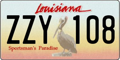 LA license plate ZZY108