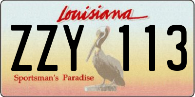 LA license plate ZZY113