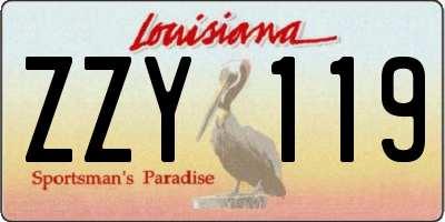 LA license plate ZZY119