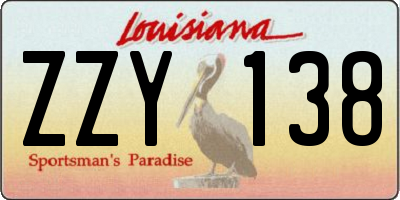 LA license plate ZZY138