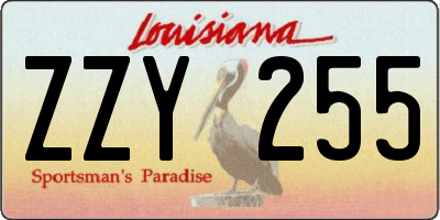 LA license plate ZZY255