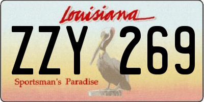LA license plate ZZY269