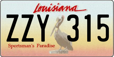 LA license plate ZZY315