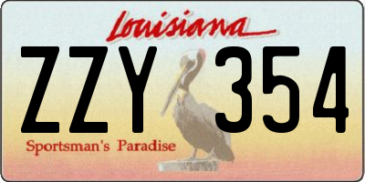 LA license plate ZZY354