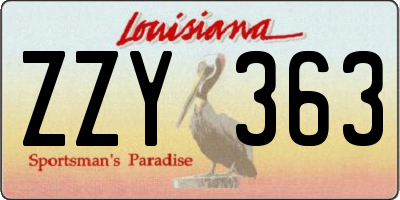 LA license plate ZZY363