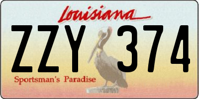 LA license plate ZZY374