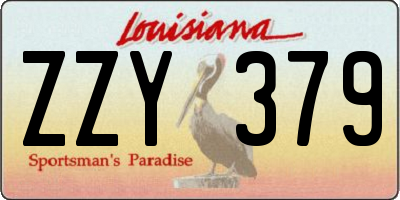 LA license plate ZZY379