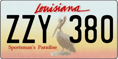 LA license plate ZZY380